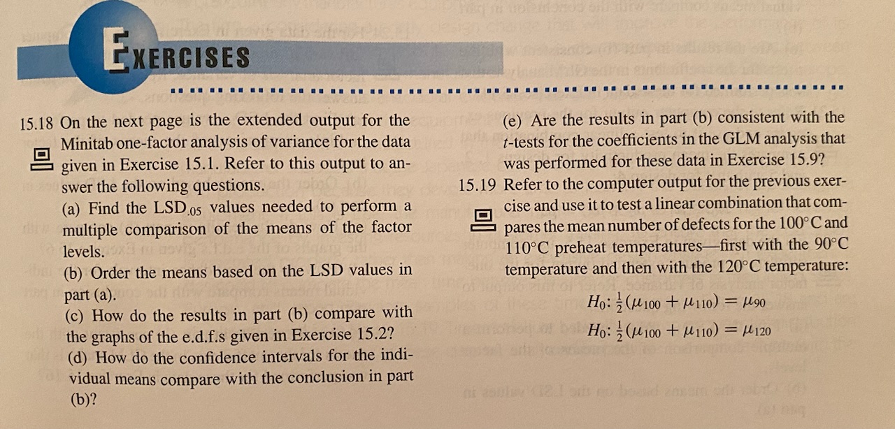 Solved 15.18 On the next page is the extended output for the | Chegg.com