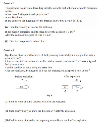 Solved Question 1 Two particles A and B are travelling | Chegg.com