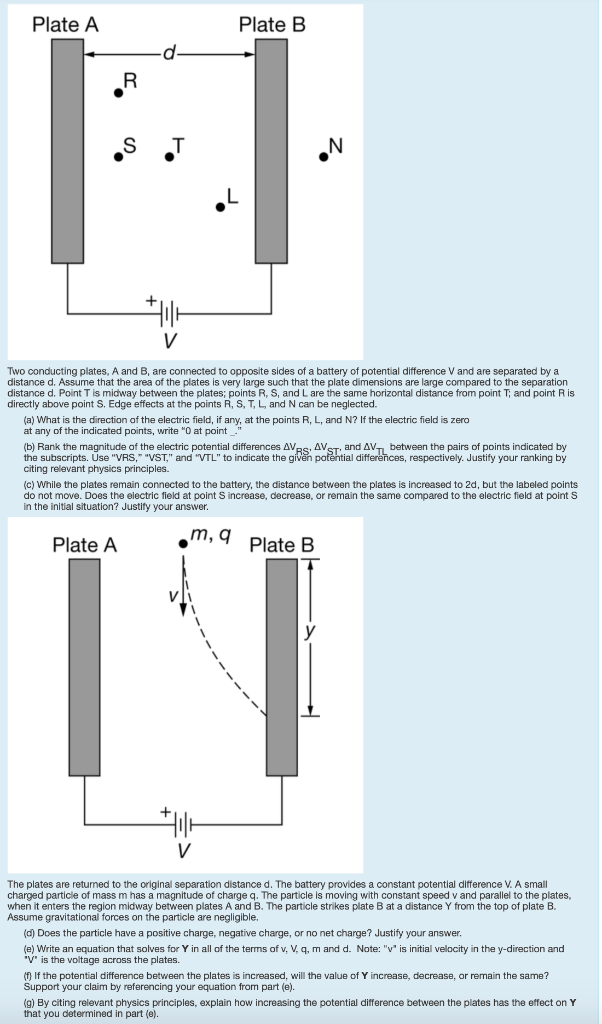 Solved Plate A Plate B d FI Two conducting plates, A and B,