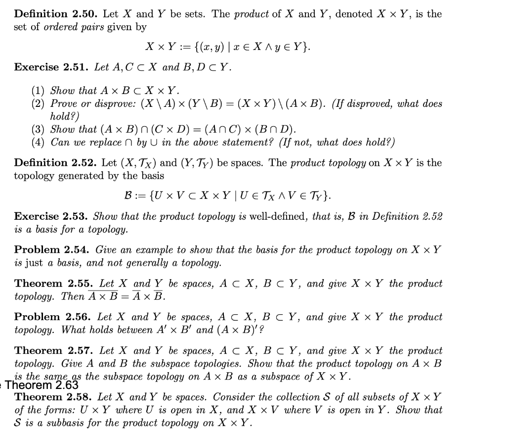 Solved Definition 2.44. A set S is a subbasis for a topology | Chegg.com