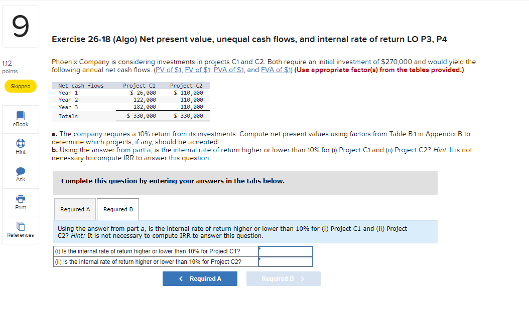 Solved Exercise 26-18 (Algo) Net Present Value, Unequal Cash | Chegg.com