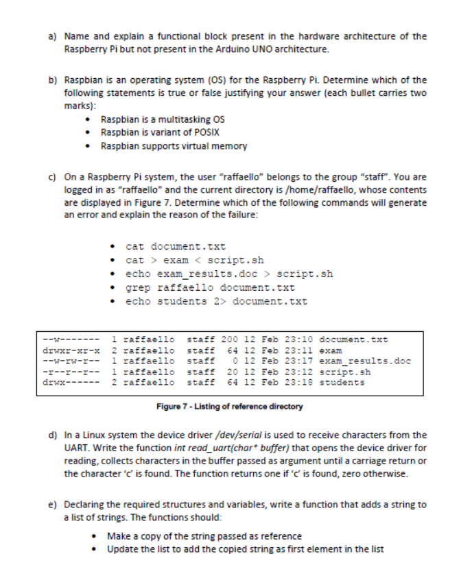 a) Name and explain a functional block present in the | Chegg.com