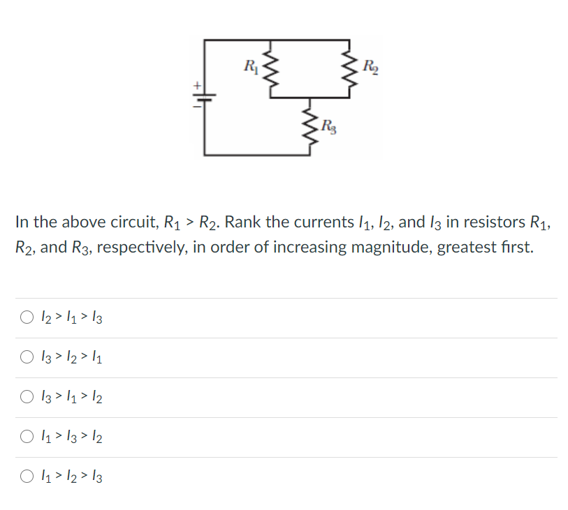 Solved R R2 平 4 R3 In the above circuit, R1 > R2. Rank the | Chegg.com
