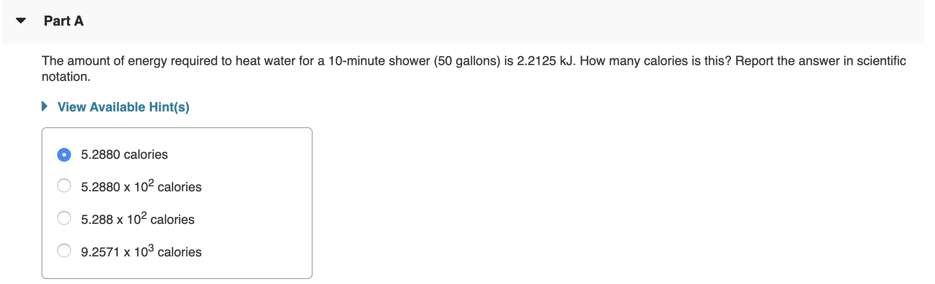 Solved Part A The amount of energy required to heat water