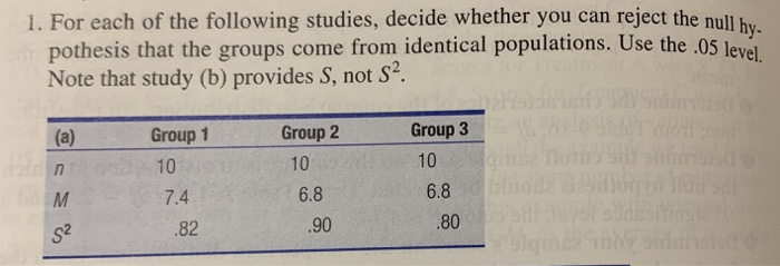 Solved 1. For each of the following studies, decide whether | Chegg.com