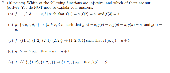 Solved 7. (10 points) Which of the following functions are | Chegg.com