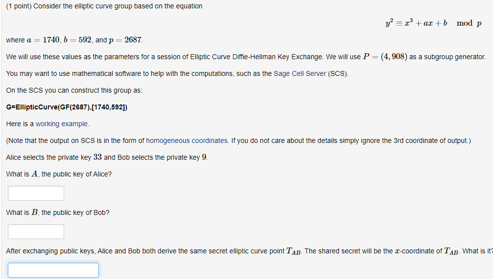 Solved Point Consider The Elliptic Curve Group Based On Chegg Com