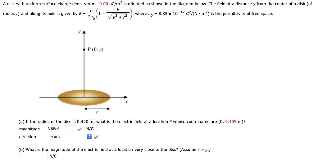 Solved A disk with uniform surface charge density o = -9.00 | Chegg.com