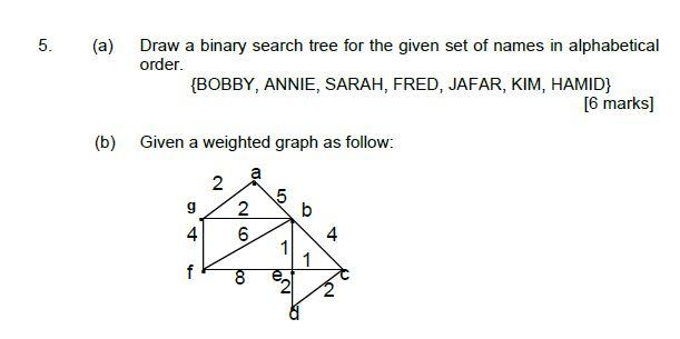 Solved (a) Draw a binary search tree for the given set of | Chegg.com