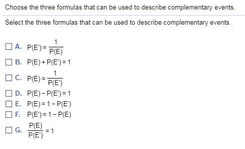 Solved Choose the three formulas that can be used to | Chegg.com