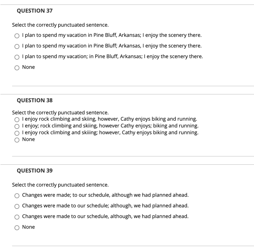 Solved QUESTION 37 Select the correctly punctuated sentence. | Chegg.com