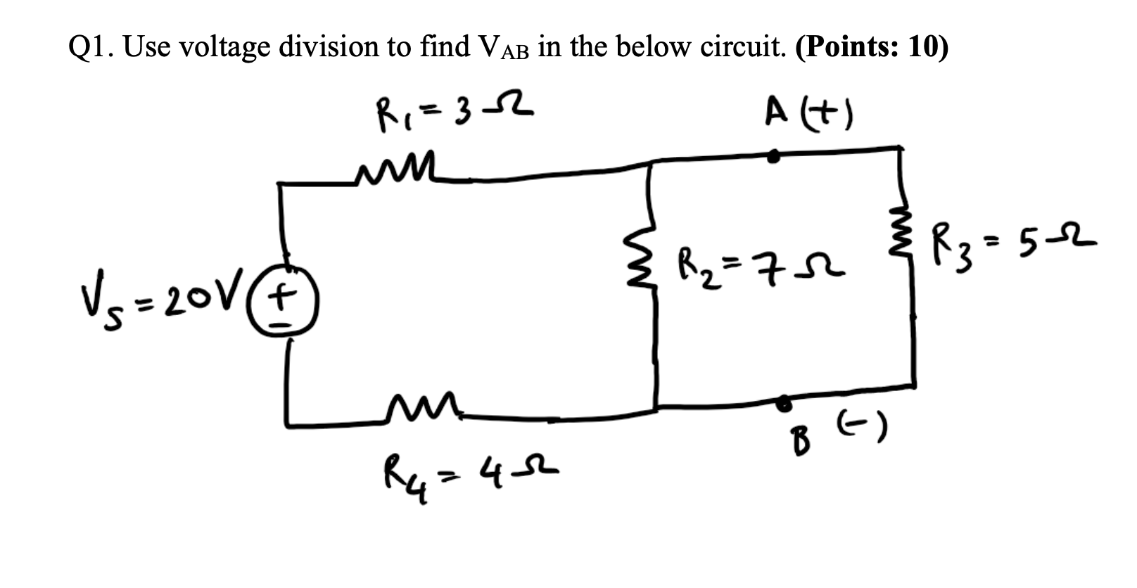 Solved Q1. Use Voltage Division To Find VAB In The Below | Chegg.com