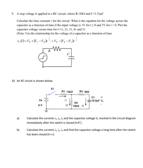 Solved A step voltage is applied to a RC circuit, where R = | Chegg.com