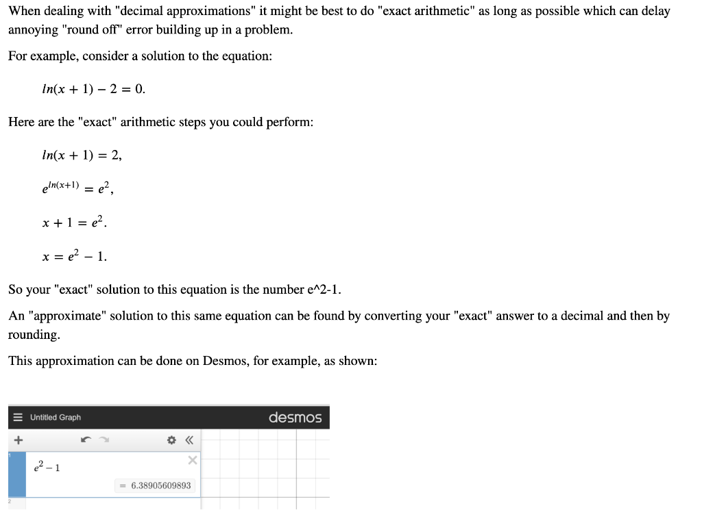 Solved When dealing with "decimal approximations" it might | Chegg.com