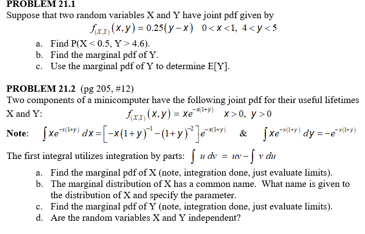 Solved PROBLEM 21.1 Suppose that two random variables X and | Chegg.com