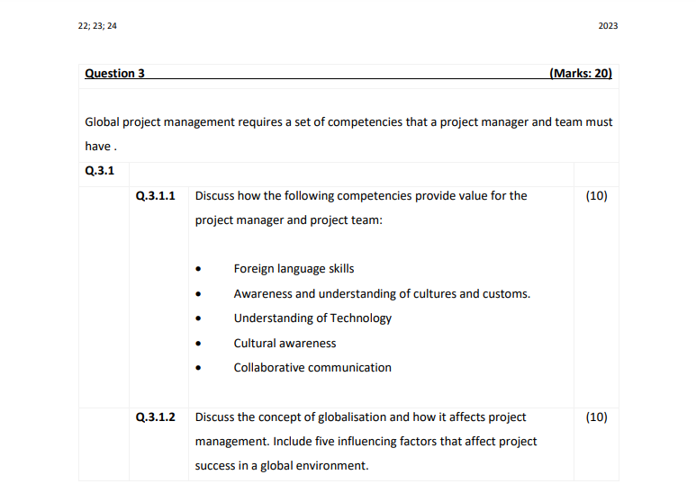 Solved Global project management requires a set of | Chegg.com