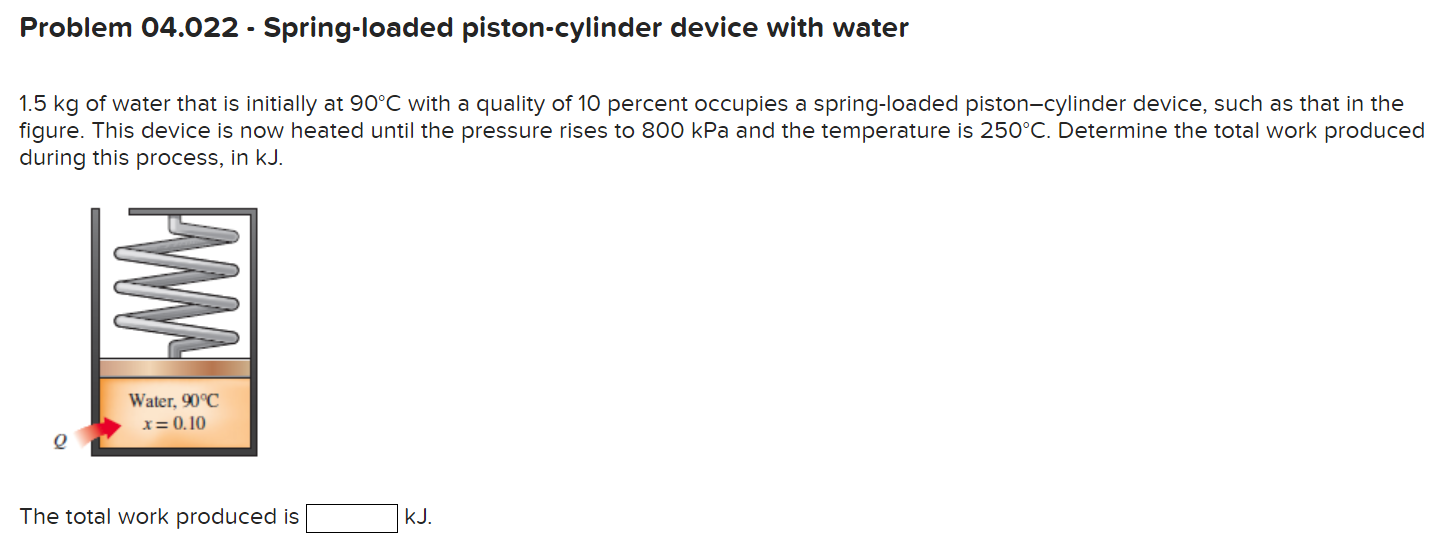 Solved Problem 04.022 - Spring-loaded piston-cylinder device | Chegg.com