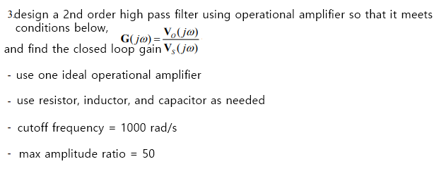 Solved 3.design a 2nd order high pass filter using | Chegg.com