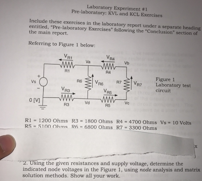 Solved Laboratory Experiment 1 Pre Laboratory Kvl And Kcl