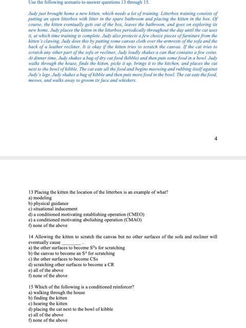 Solved Use the following scenario to answer questions 13 | Chegg.com