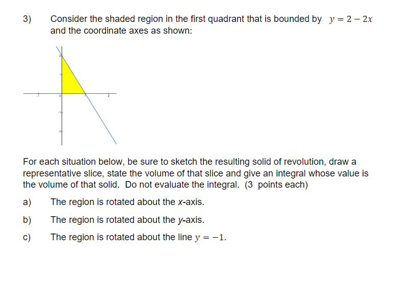 Solved 3) Consider the shaded region in the first quadrant | Chegg.com