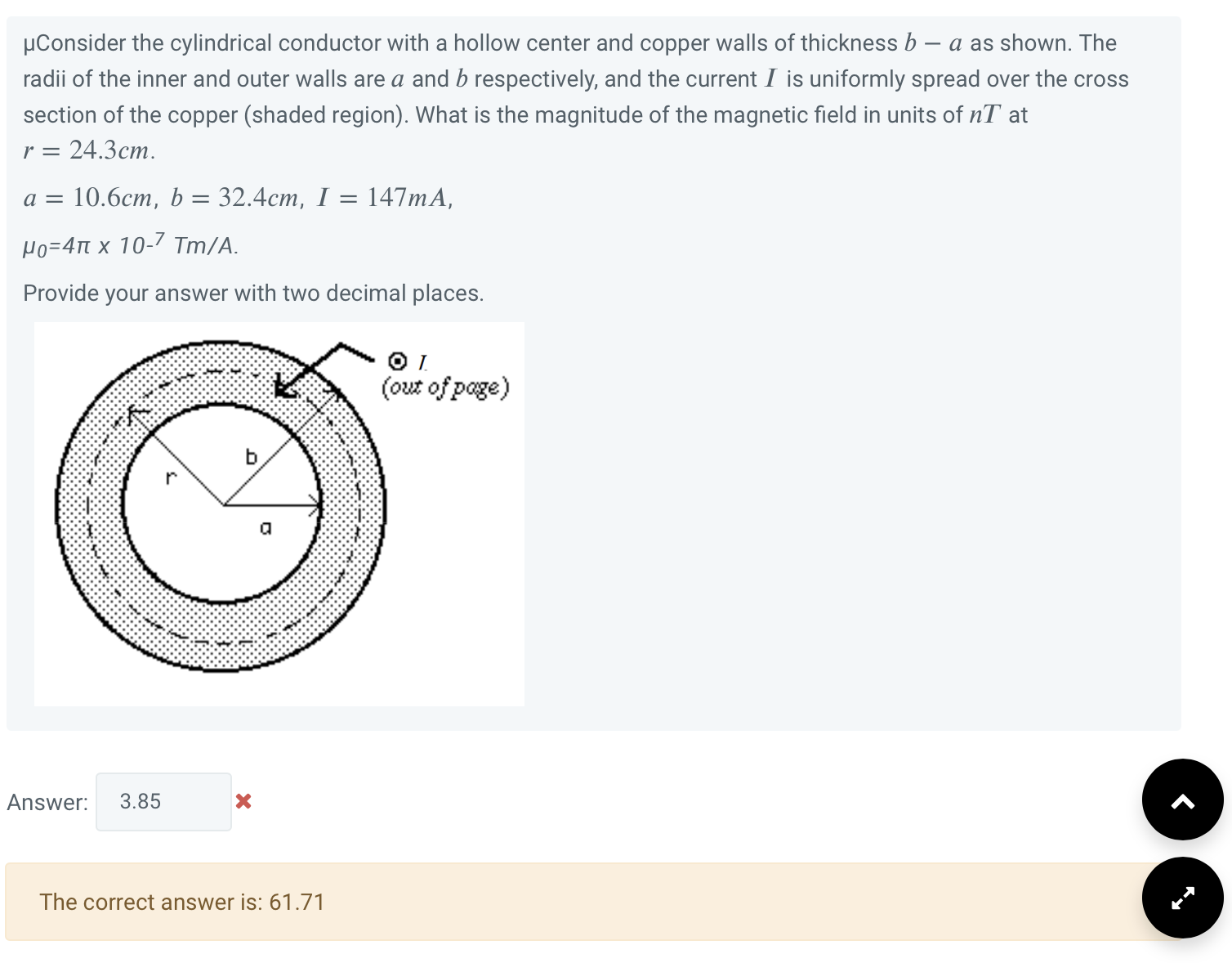 Solved μ Consider The Cylindrical Conductor With A Hollow | Chegg.com