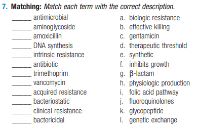 Solved 7. Matching: Match each term with the correct | Chegg.com