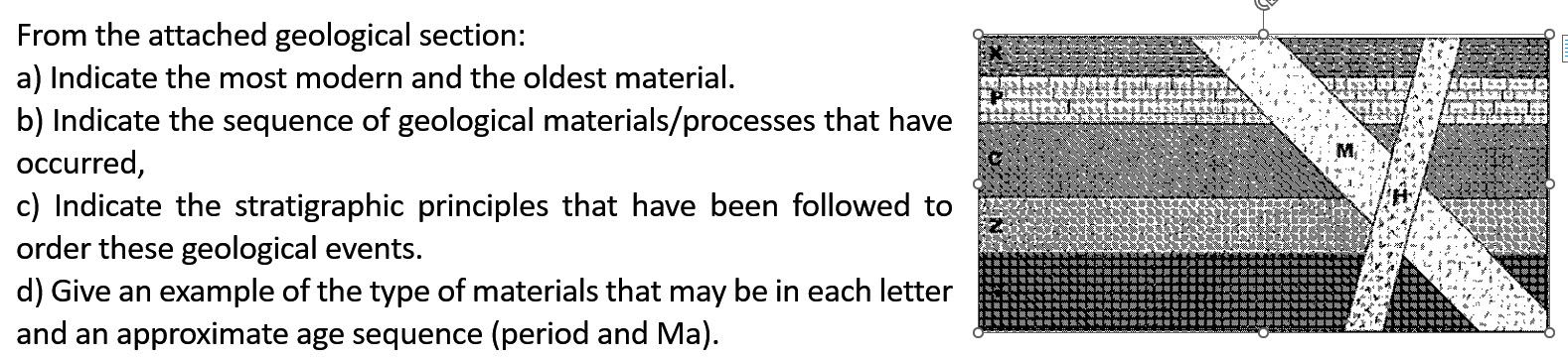 Geologic Material Example From the attached geological section:a) Indicate the | Chegg.com