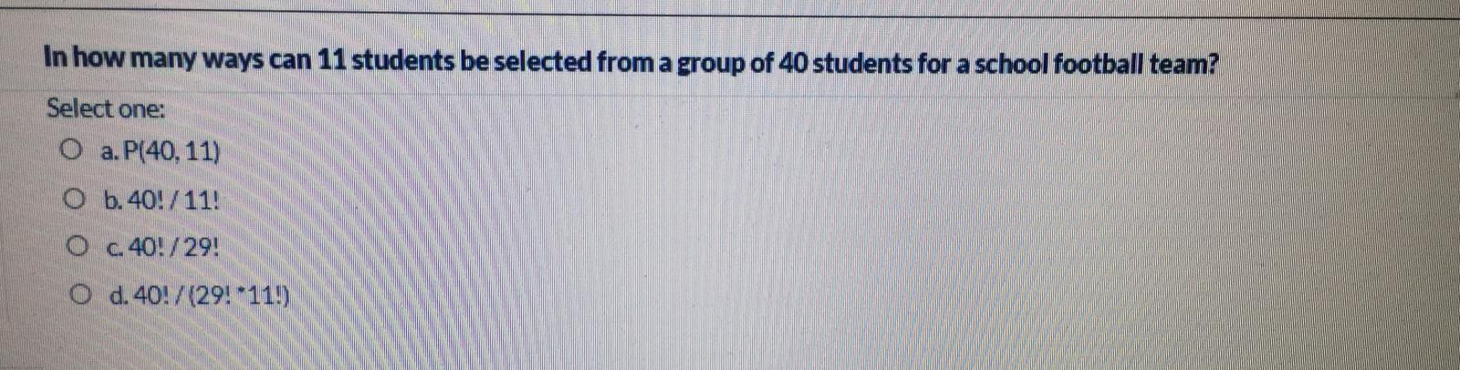Solved In how many ways can 11 students be selected from a | Chegg.com