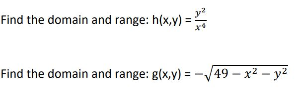 Solved Find the domain and range: h(x,y Find the domain and | Chegg.com