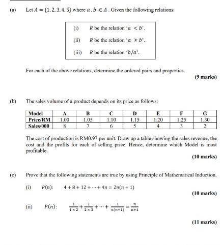 Solved (a) Let A = (1,2,3,4,5) Where A, B E A.Given The | Chegg.com