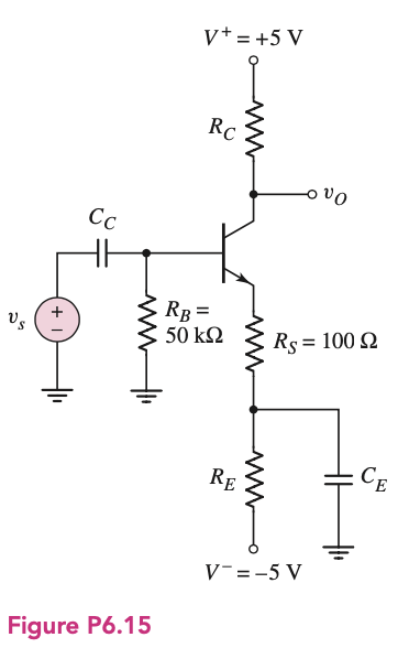 Solved For the circuit in Figure P6.15, let B = 100, VA = | Chegg.com