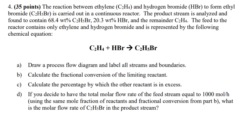 Solved The reaction between ethylene C2H4 and hydrogen Chegg