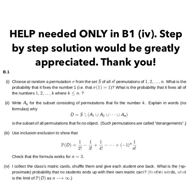 Solved HELP Needed ONLY In B1 (iv). Step By Step Solution | Chegg.com