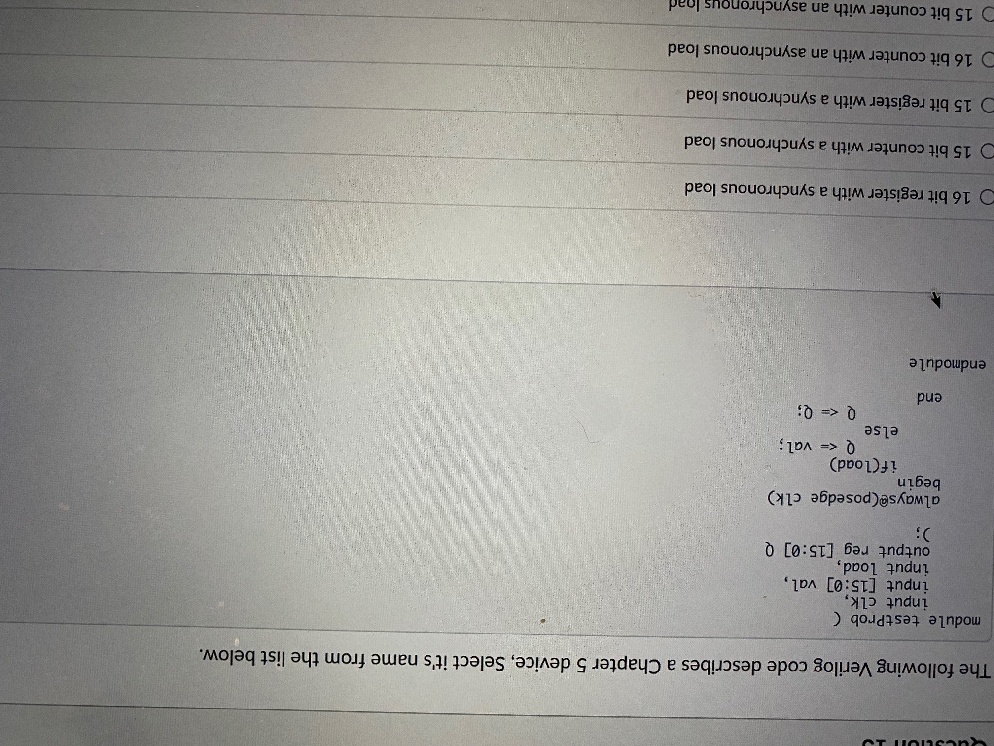 Solved QueSLIUITIJ The following Verilog code describes a | Chegg.com