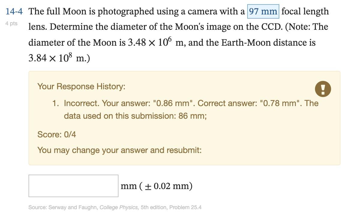 4 The full Moon is photographed using a camera with a Chegg