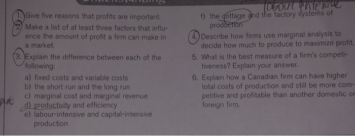 Solved Give five reasons that profits are important. Make a | Chegg.com