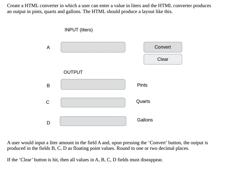 Create a HTML converter in which a user can enter a | Chegg.com