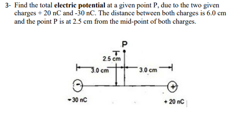 Solved 3- Find the total electric potential at a given point | Chegg.com