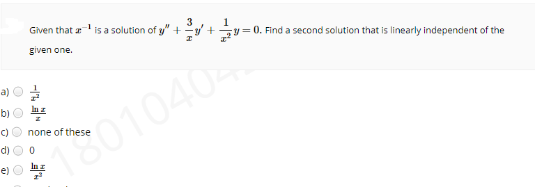 Solved y = 0. Find a second solution that is linearly | Chegg.com