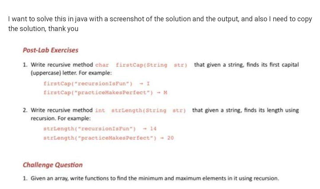 Solved I want to solve this in java with a screenshot of the | Chegg.com