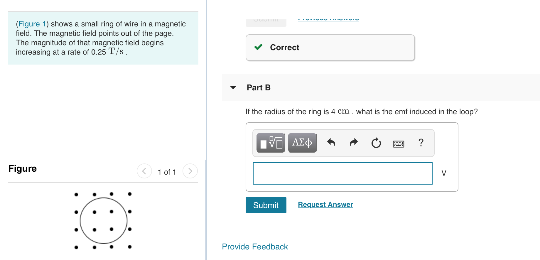 Solved (Figure 1) shows a small ring of wire in a magnetic | Chegg.com