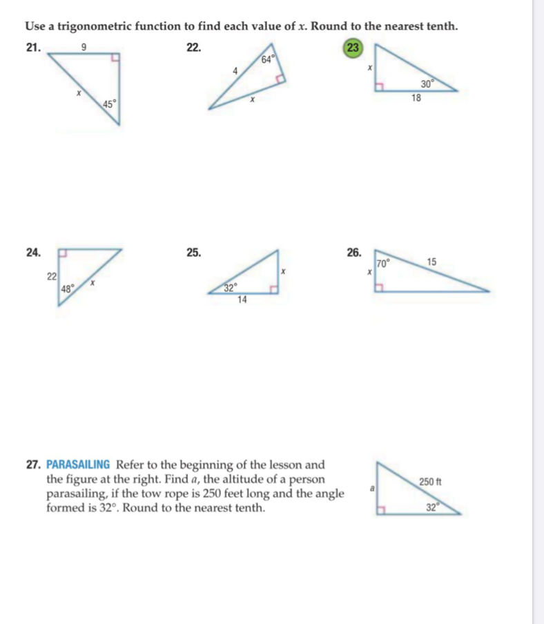 Solved Use a trigonometric function to find each value of x. | Chegg.com