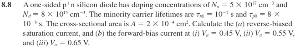 Solved A one-sided p+n silicon diode has doping | Chegg.com
