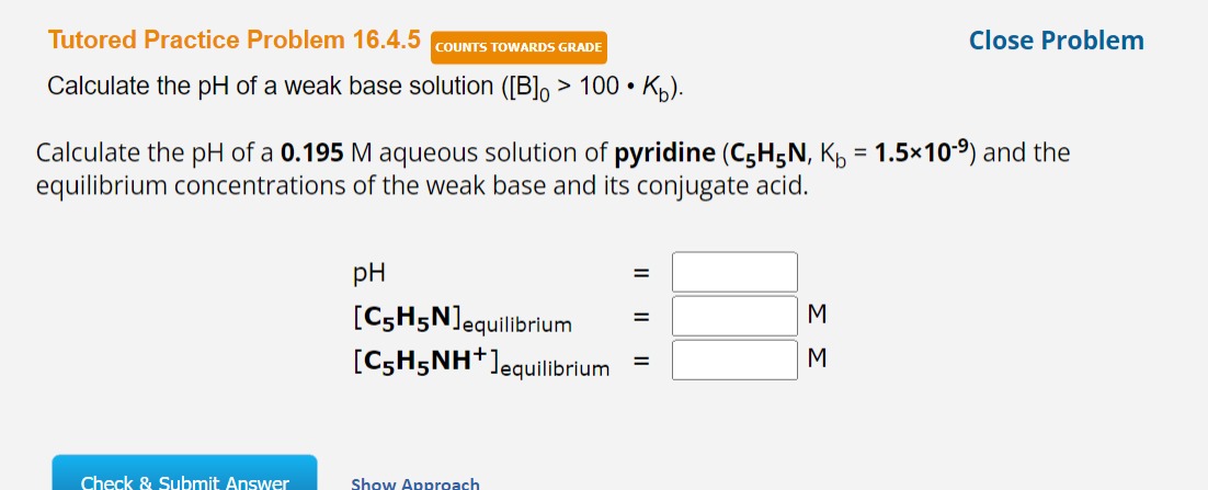 Solved Calculate the pH of a weak base solution | Chegg.com