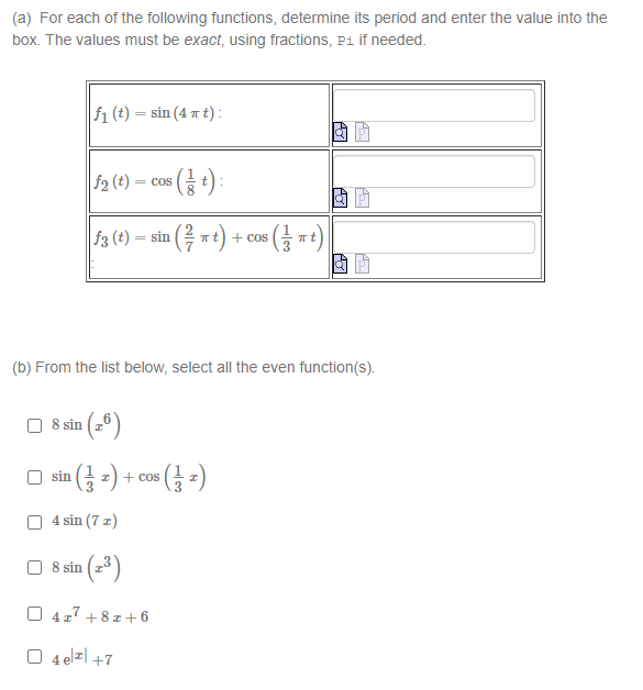 Solved (a) For each of the following functions, determine | Chegg.com
