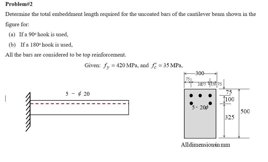 Solved Determine the total embeddment length required for | Chegg.com