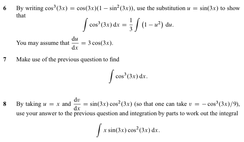 Solved 6 By Writing Cos 3x Cos 3x 1 Sin 3x Use Chegg Com