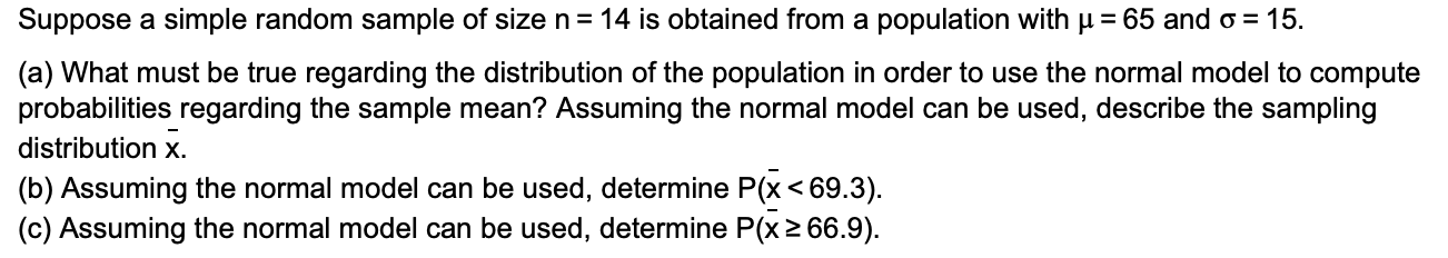 Solved Suppose a simple random sample of size n = 14 is | Chegg.com