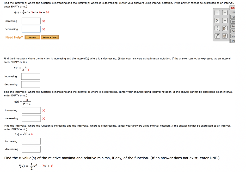 Solved Find The Interval(s) Where The Function Is Increasing | Chegg.com